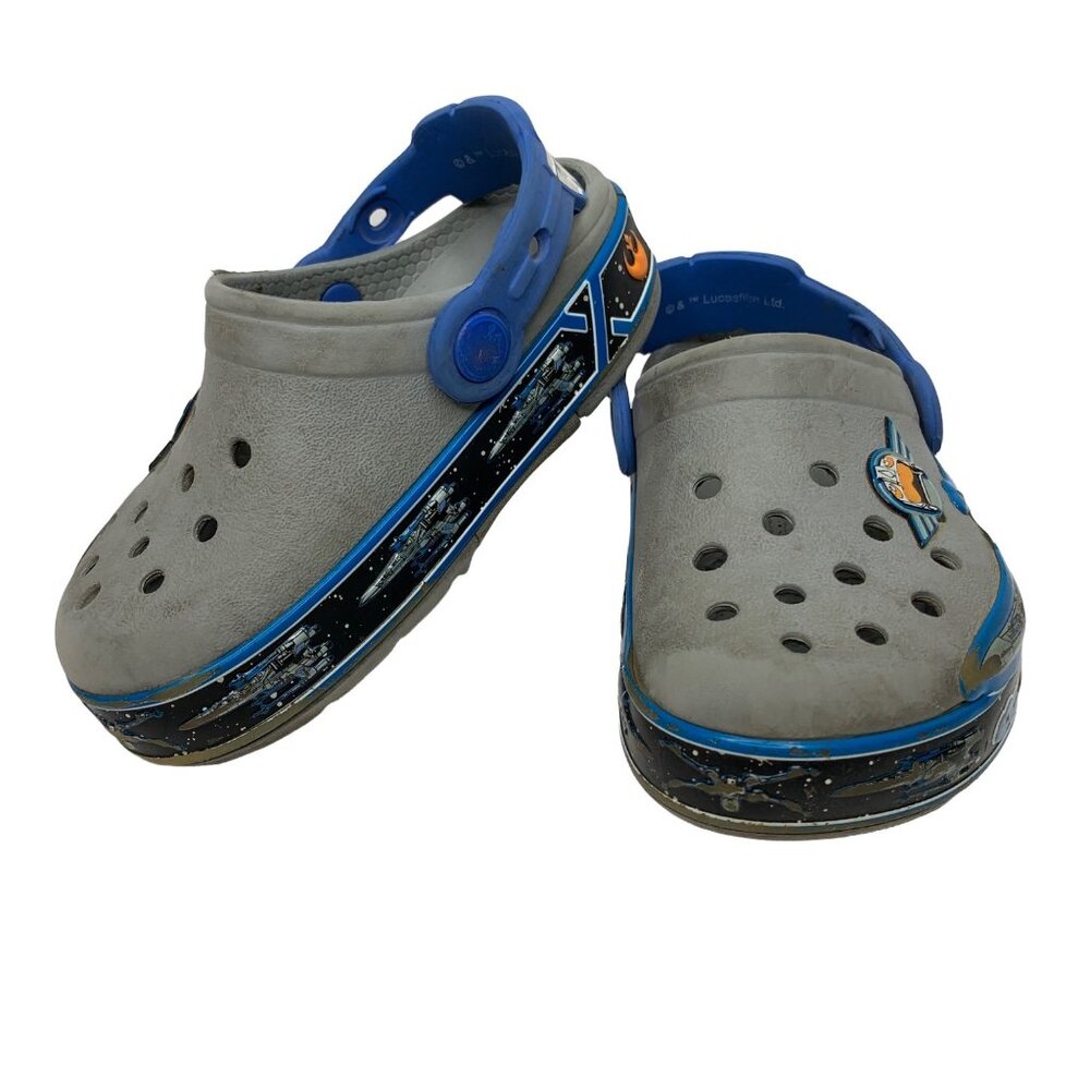 Crocs Star Wars Wings Classic Slip On Rubber Clogs Play Shoes Gray Child Size 8